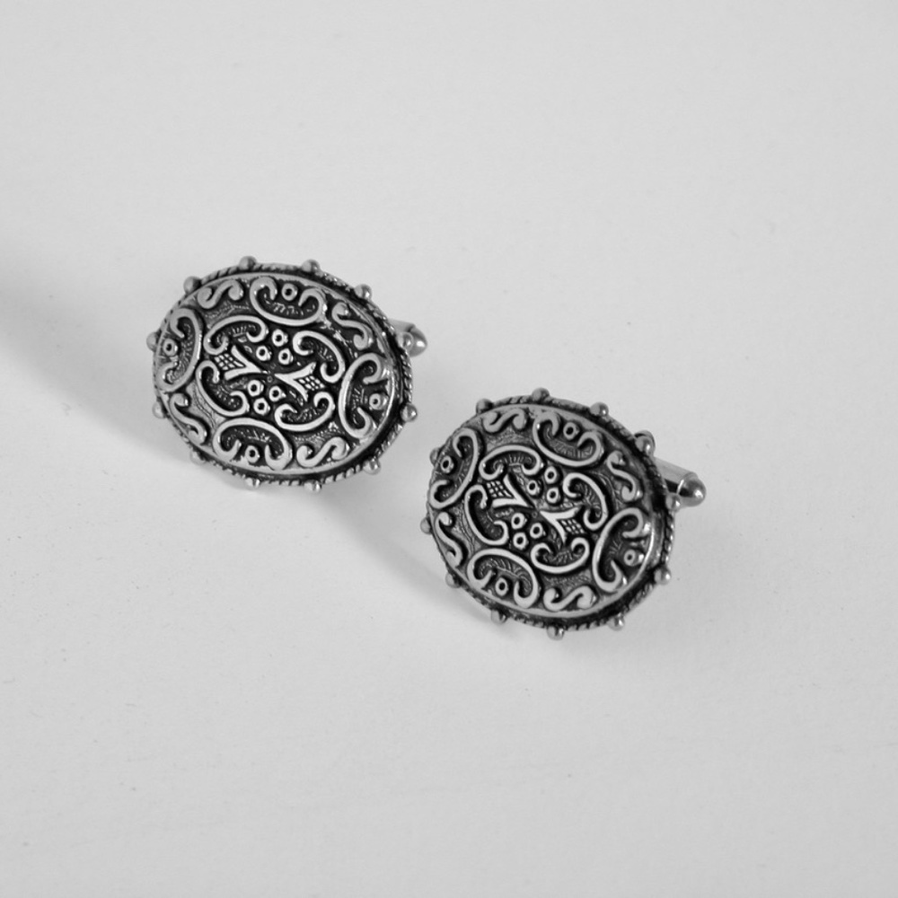 Vintage Chunky Cufflinks Antique Swirl Design